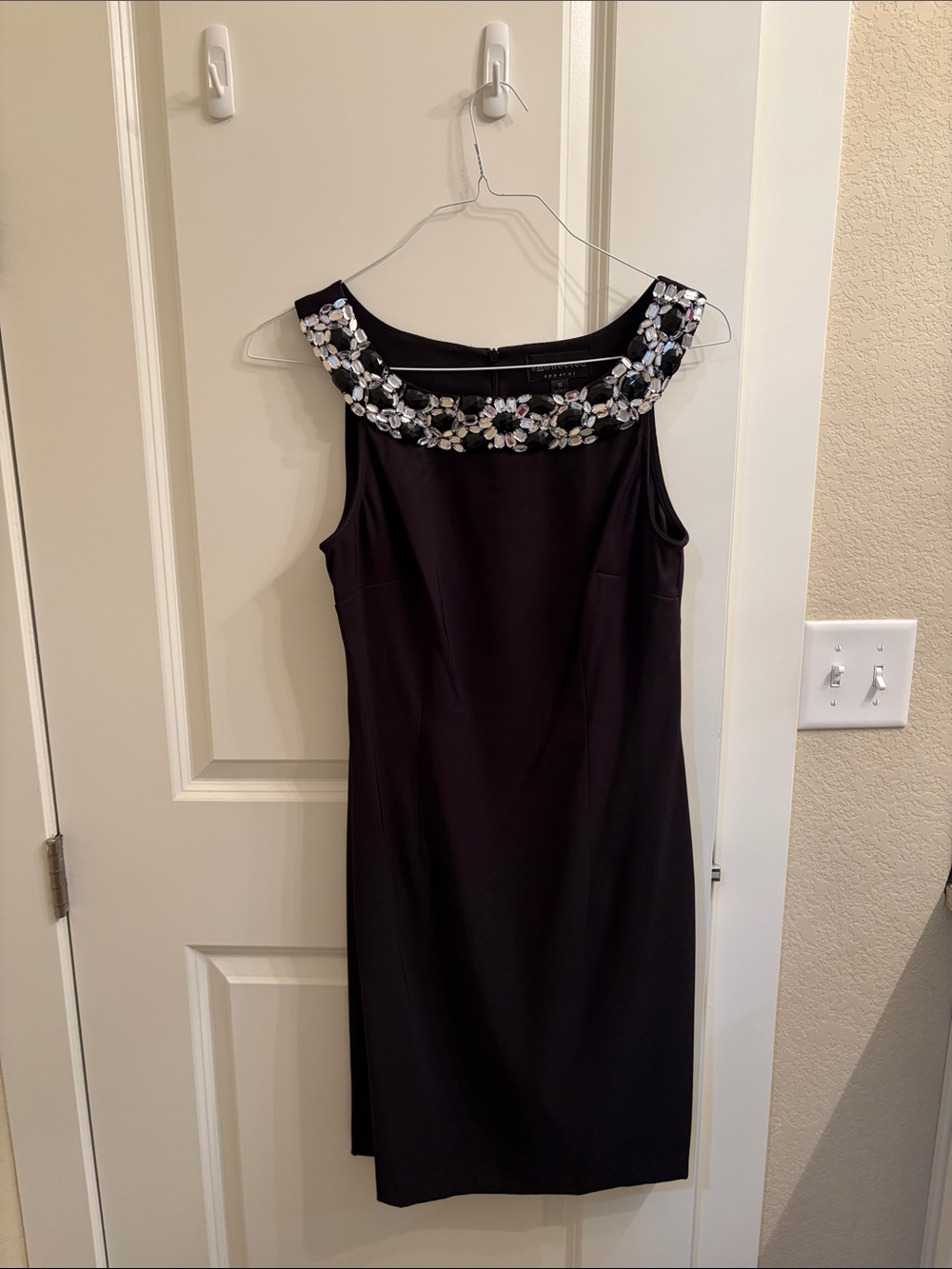 connected apparel Vintage Y2K Black Sheath Dress with Jewel-Embellished Neckline